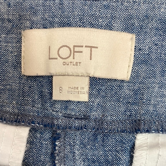 LOFT Blue‎ Chambray Scallop Linen Blend Shorts - Picture 6 of 8